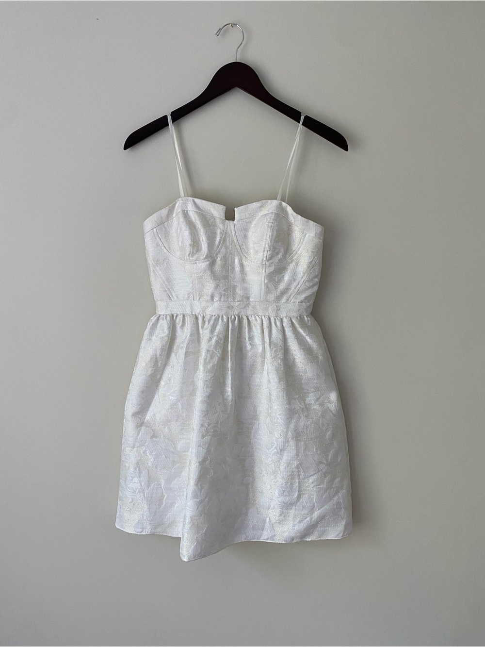 Aqua White Jacquard Bustier Mini Dress